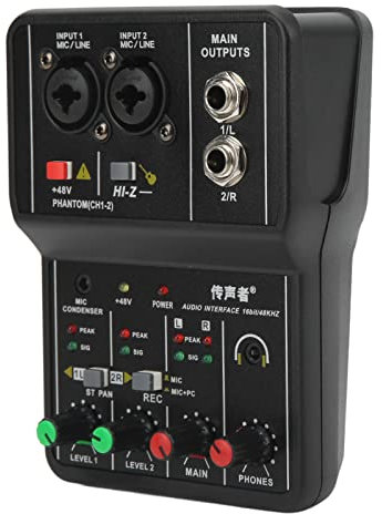 Septpenta Mélangeur Audio 2 Canaux, Console de Mixage Audio USB, Résolution Audio 48 KHz, Performances Stables à Taux de Transmission Rapide, Mélangeur Audio Portable pour L'enregistrement de Musique