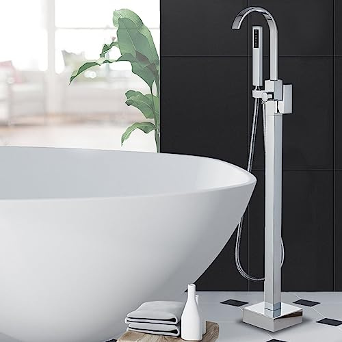 Grifo De Bañera De Pie Giratorio 360° 2 Modos Grifo Independiente para Bañera Montaje En El Suelo,cromo