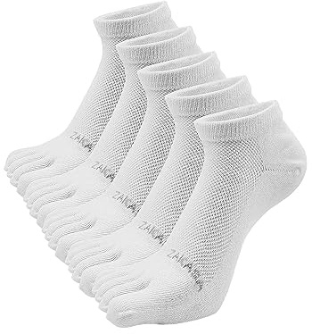 ZAKASA Five Toes Socks Men: 5 Finger Sock Men Cotton Athletic Trainer Running Ankle Socks Breathable Mini Crew Sports Low Cut Sock 5 Pairs