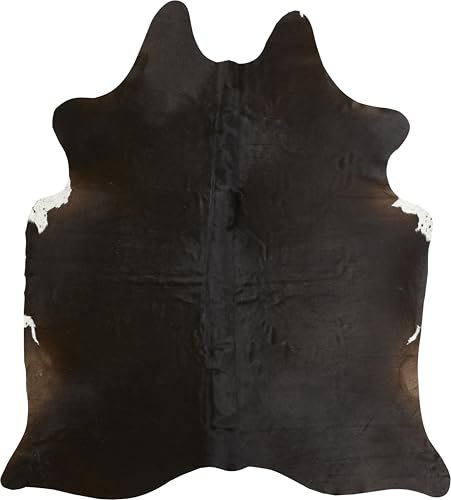 -LUXOR- Living Rinderfell Teppich - Natürlicher Teppich für Wohnatmosphäre - Schwarz Uni - ca. 160 x 240 cm