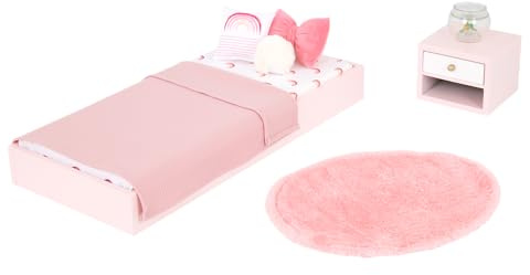 Our Generation – 18-Inch Doll Accessories – Dollhouse Furniture – Platform Bed & Nightstand – Pretend Play 3+ Years– Sweet Snuggles Bedroom Set