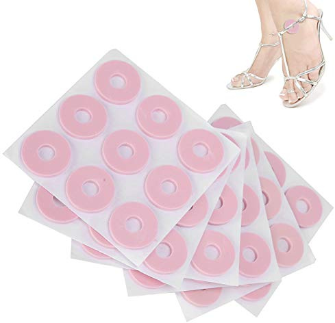 54 Piezas Cojines de Maíz para Pies, Apósitos para Ampollas para Protector de Talón, Almohadillas de Callos Autoadhesivas Suaves, Insertos de Revestimiento de Agarre de Talón(Round, Pink, S)