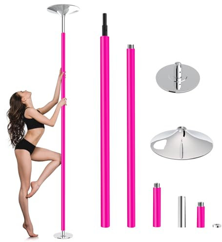 Leogreen Barra Pole Dance de Silicona, Altura Ajustable de 223,5-274,5cm, Estática y Giratoria, 200 kg de Capacidad, para Hogar Club