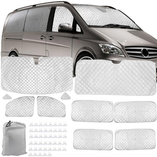 10 Piezas Parasol para Parabrisas Reemplazo para M-ercedes B-ENZ Clase V III W447/Viano (LWB) 2014-2024, Cubierta Pantalla Ventana Delantera Reemplazo, Juego de Protector de Parabrisas