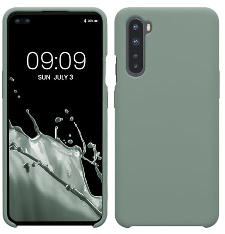 kwmobile Cover per OnePlus Nord Custodia - Back Case per Smartphone in Silicone TPU - Protezione Gommata - verde affumicato