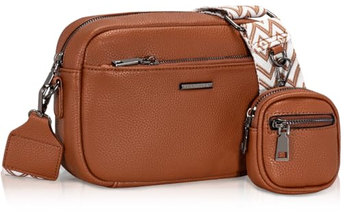 GASSDA Umhängetasche Damen PU Leder Crossbody Bag Handtasche Damen Kleine Taschen mit Abnehmbarem Schultergurt (Braun)