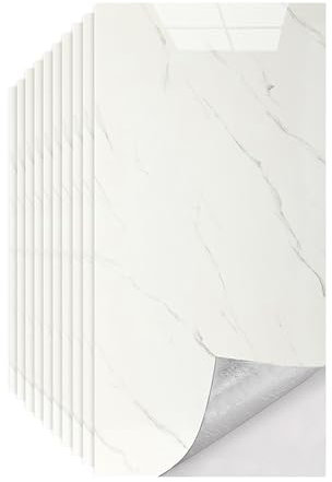 Tarwanear Fliesenaufkleber Marmor 60cm x 30cm Klebefliesen Wasserfest 10 Stück Selbstklebende Wandpaneele mit Steinoptik für Küche und Badezimmer (cremefarben)