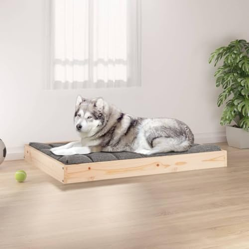 Teenpull Cuccia per cani in legno di pino massello, 101,5 x 74 x 9 cm, resistente cuccia per cani, comodo posto letto, durevole