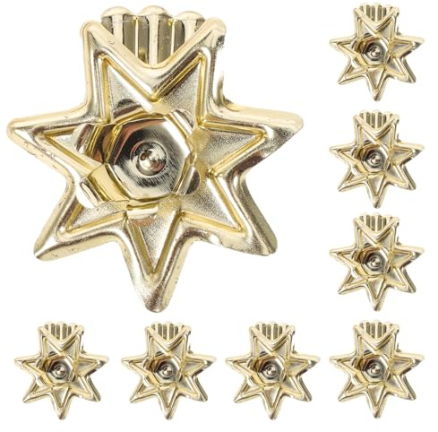 Levemolo Lot de 12 Clips Porte-Bougie en Métal Doré d'Étoile Porte-Bougies pour Sapin de Noël Base Stable et Système Anti-Gouttes Accessoires Décoratifs pour Fêtes de Noël