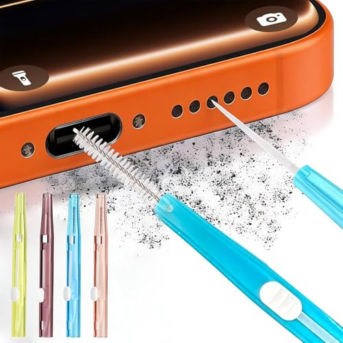 12pcs Phone Cleaning Kit, 4 Colors Anti-Clogging Bristles & Hook Charging Port Cleaning Brush Double-Sided Dust Remover Charger USB C Cleaner for Mobile Phone Speaker,Keyboard,Shower Nozzle,Headphone
