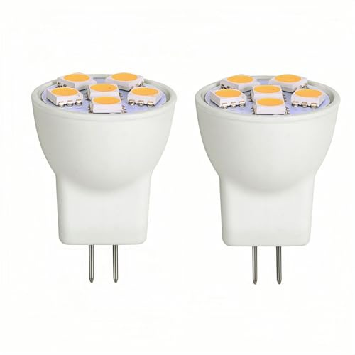 LISOCLU 1,5 W MR8 LED-lampa 12 V GU4.0 Bi-Pin, 120 LM 120° bred strålvinkel, AC/DC 10-30 V kompatibel, ersättning för landskapsgångsljus, husbilsinredning, båt 2 st (10-30 VDC/varm vit (2700 K))