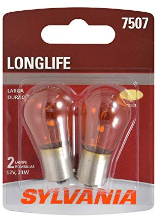 SYLVANIA - 7507 Long Life Miniature - Bulb, Ideal for Turn Signal Applications (Contains 2 Bulbs)