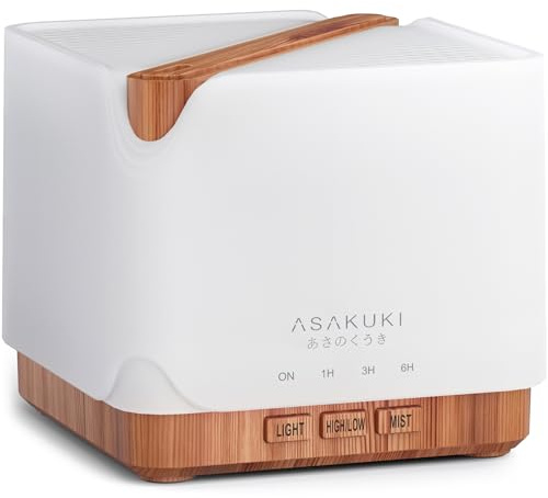 ASAKUKI Essential Oil Diffuser for Home, Large 700 ml Humidifier with Automatic Shut-Off, Scent Aromatherapy Diffuser with 7 LED Lights for Living Room, Kitchen, Bedroom, Hotel - Yellow