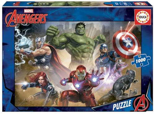 Educa - Puzzle da 1000 pezzi per adulti | Avengers | Dimensioni: 68 x 48 cm | Include la colla fix puzzle | Consigliato a partire dai 14 anni (17694)