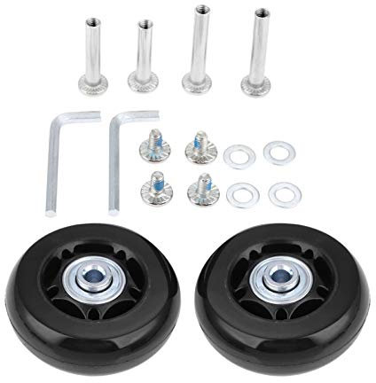 Mtsooning 2 Stück 64x18mm Kofferrollen Ersatzrollen, Koffer Rollen Ersatz mit Montagezubehör, Ersatz Gepäck Koffer Ersatzräder, Gummi Ersatz Wheels für Trolley Koffer Reisekoffer Ersatzrad