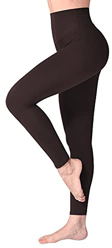 SINOPHANT High Waisted Leggings for Women, Buttery Soft Elastic Opaque Tummy Control Leggings, Plus Size Workout Gym Yoga(Brown1,S-M)