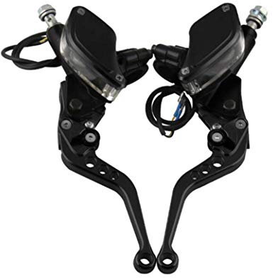 Motorrad Kupplungshebel Bremsgriff Universal CNC Aluminium Bremshebel Griff Doppelscheibe Bremskupplung, Universal Motorrad Bremsmeister Zylinder Hebel Hydraulisch Kupplung,Schwarz