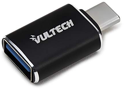 VulTech ADP-02P Adattatore USB 3.0 to Type-C– Connettore in Alluminio Nero 5 Gbps per Trasferimento Dati, Compatibile con MacBook Pro, Samsung e Huawei