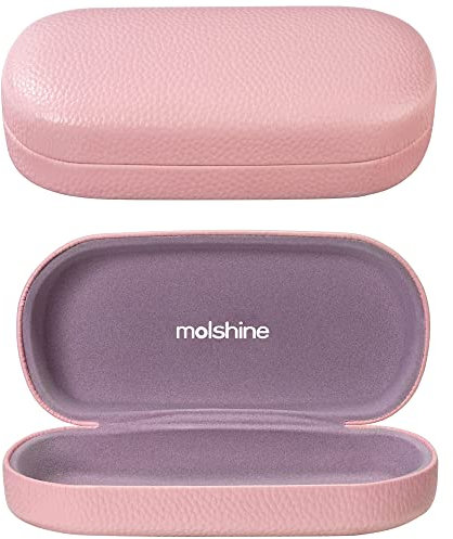 molshine Sonnenbrillen Etui aus Hartschalen Leder, klassisches großes Brillenetui für Damen und Herren, Sonnenbrillen (Rosa)