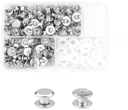 MABAHON 80 Sets Chicago Binding Screws Nail Rivet Chicago Button Metal Rivet Replacement Repair Fasteners for DIY Leather Decoration Bookbinding M5x4mm Silver