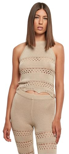 Urban Classics Top de Cuello Halter de Punto de Crochet Corto para Mujer Camisa Cami, Softseagrass, XS