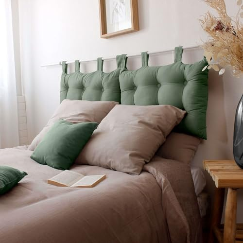 Tête de lit Murale, 70 x 45 cm, Vert Kaki, à Suspendre, Coussin Matelassé, 100% Coton, Collection Panama, Enjoy Home