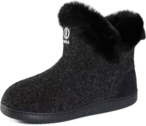 GURGER Chausson Montant Femme Chaud Doublé Chaussons Pantoufles en Feutre Intérieur Extérieur