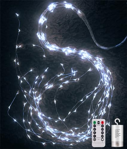Joysing Luci di Natale 1M 100 LED Luci Led a Batteria con Telecomando, Timer,8 Modalità Fascio di Luci Impermeabile Luci Albero di Natale Cascata Luminosa per Natalizia Interno Esterno Decorazione