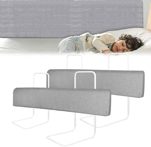 LZQ 2 x Sänggaller, fallskydd, sängskydd, barnsäng, skyddsgaller, säng, sänggavel, justerbar form, justerbar höjd för barn och baby – grå, 100 cm