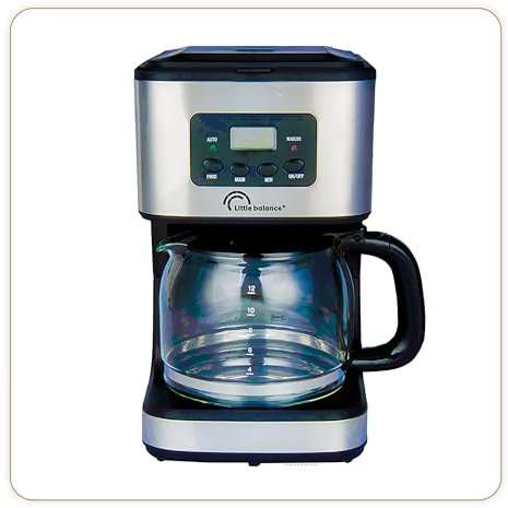 LITTLE BALANCE 8630 Café Control, Cafetière Filtre, Programmable 24h, Verseuse verre, 12 tasses, 900 W, Finitions Inox, Noir
