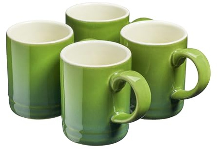 Cooks Professional 4 Piece Espresso Coffee Cup Set | Dishwasher & Microwave Safe Durable Stoneware Stylish Colourful Graduated Design Mini Drinking Mugs | 100ml Capacity | Green
