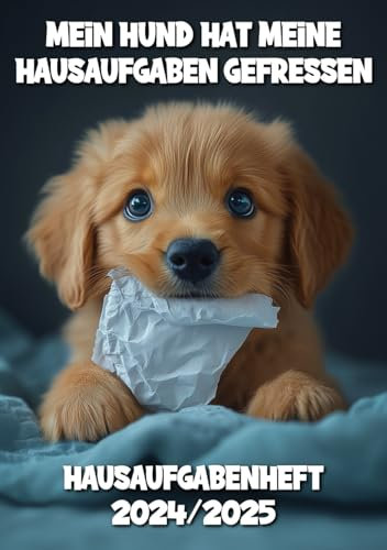 Hausaufgabenheft 2024/2025 Hund: Hausaufgabenplaner mit Stundenplänen in DIN A5 für Grundschule oder Gymnasium mit Süßem Hundemotiv für Jungen & Mädchen