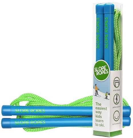 Slope Ropes Kids Ski Teaching Tool Trainer to Help Teach Toddlers and Kids to Downhill Ski Safely with Proper Posture, One-Handed Steering and Speed Control. Simple, Fun and Harness-Free (Blue/Green)
