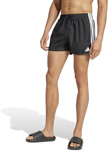 adidas Uomo 3 Stripes Swim Shorts 3 Inch, Black/White, M