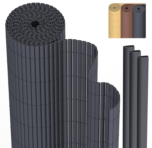 PVC Sichtschutzmatte Sichtschutzzaun 100 x 300 cm Privatsphäre Wetterfest für Garten, Balkon und Terrasse, Sichtschutz mit Strukturierte Oberfläche, Balkonumrandung mit Kabelbindern & Abdeckung