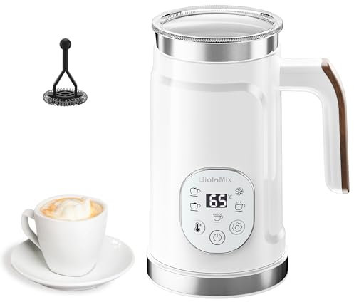 Biolomix Espumador de leche eléctrico 5 en 1, espumador de leche automático, 300 ml, gran capacidad, espuma de leche caliente y fría, para latte, capuchino. (UE)