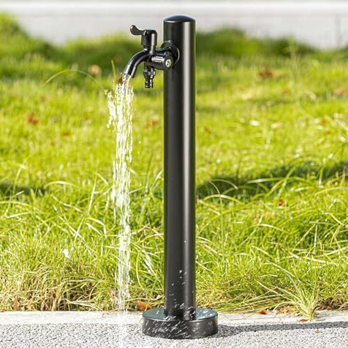 Pucaru Fontaine A Eau Exterieure de Jardin, Robinet À Double Sortie, Support de Tuyau sur Pied, Acier Inoxydable 304 pour L'irrigation(90cm)
