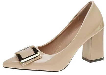 Ofertas Flash del Dia Zapatos Mujer Comodos Vestir,Zapatos de Tacones Gruesos para Mujer Elegantes Bailarinas de Punta Afilada Moda Casual Fiesta Mocasines Vestir de Piel Versátil Merceditas Calzado