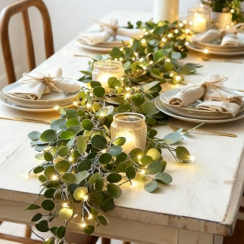 WRQIOO Twinkling Tree Fairy Light Olive Vine, 100 LED Fairy Light Olive Vine with Lights, Artificial O-Live Garland with Timer Battery Box for Christmas Mantel, Desktop, Windowsill, Wall