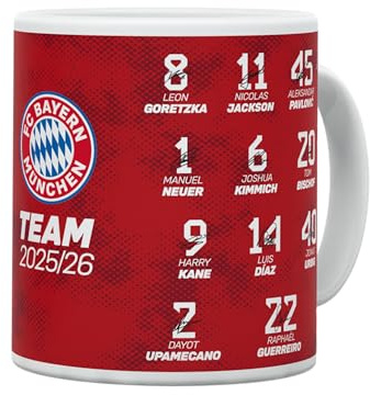 FC Bayern München I Tasse Signature 2025-26I Rot I 0,3 l Gedruckte Unterschriften der Spieler