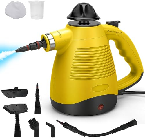FormiPow Limpiador a vapor para el hogar, Limpiador a vapor de Depósito 450 ml, Presión 3.5 bar, 8 accesorios, Cable de 2 M, limpiador de vapor para coche, limpieza de cocina, Baño, azulejos, ventanas