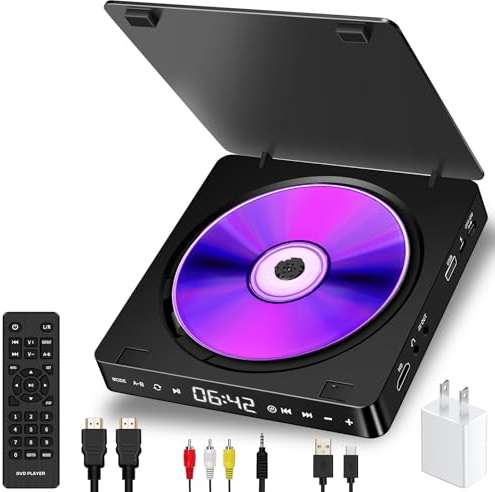 Portable DVD Player with HD 1080P Video Playback, HDMI/USB/AV Connectivity, Touch Screen & Wireless Streaming Support