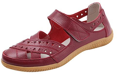 Sandalia Ortopédica de Cuero - Zapatos Mujer Verano Elegante Y Elegante Tacón Plano Chaquetas Plataforma Al Aire Libre Relajación Sandalias De Senderismo Calado Minimalista Zapatos Ligeros