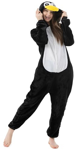 Katara 1744 - Costume Animale Pigiama intero Kigurumi Carnevale, Pinguino - Taglia S