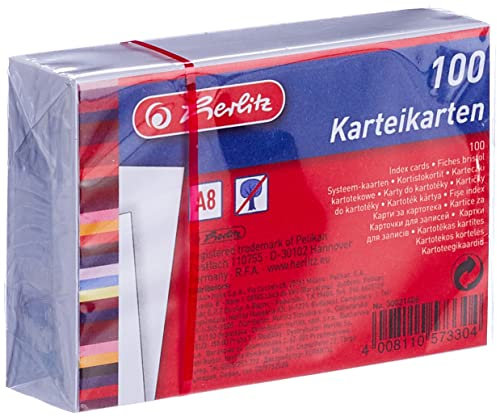 Herlitz Karteikarte A8 Blanko, Weiß, 100 Stück (1)