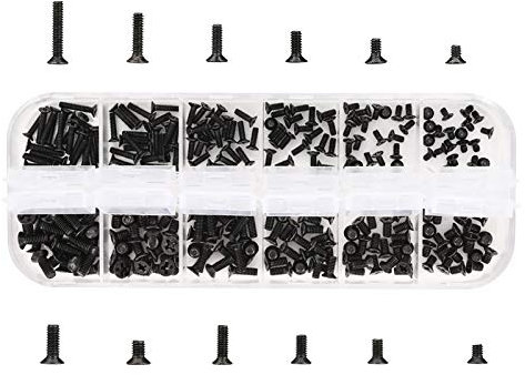 240 Piezas Kits de Tornillos de reparación de precisión Micro para PC, computadora portátil, 12 tamaños Surtidos - M2 M2.5 M3, Acero con Acabado de óxido Negro