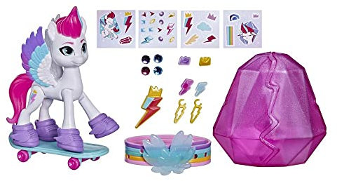 My Little Pony: A New Generation Kristall-Abenteuer Zipp Storm, 7,5 cm großes weißes Pony mit Überraschungsaccessoires, Freundschaftsarmband