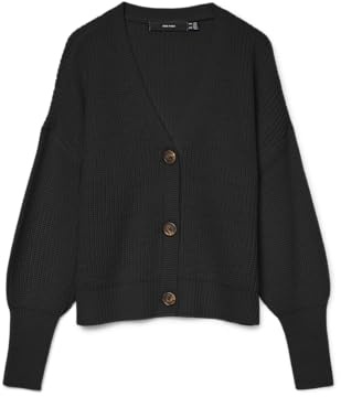 Vero Moda Women's Vmlea Ls V-neck Cuff Noos Cardigan Sweater, Black, XL UK