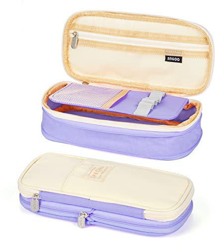 Coolzon Astuccio Portamatite Espandibile, Astucci Matite di Grande Capacità Borsa Porta Penne Custodia Porta Cancelleria Scuola Organizer Trucco Borsa per Bambina Ragazze Ragazzi Studenti, Viola