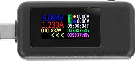 DC-30V USB C Power Tester 2 in 1 Meter USB Strom- und Spannungsprüftisch USB C Bidirektionaler Tester Farbbildschirm Schwarz